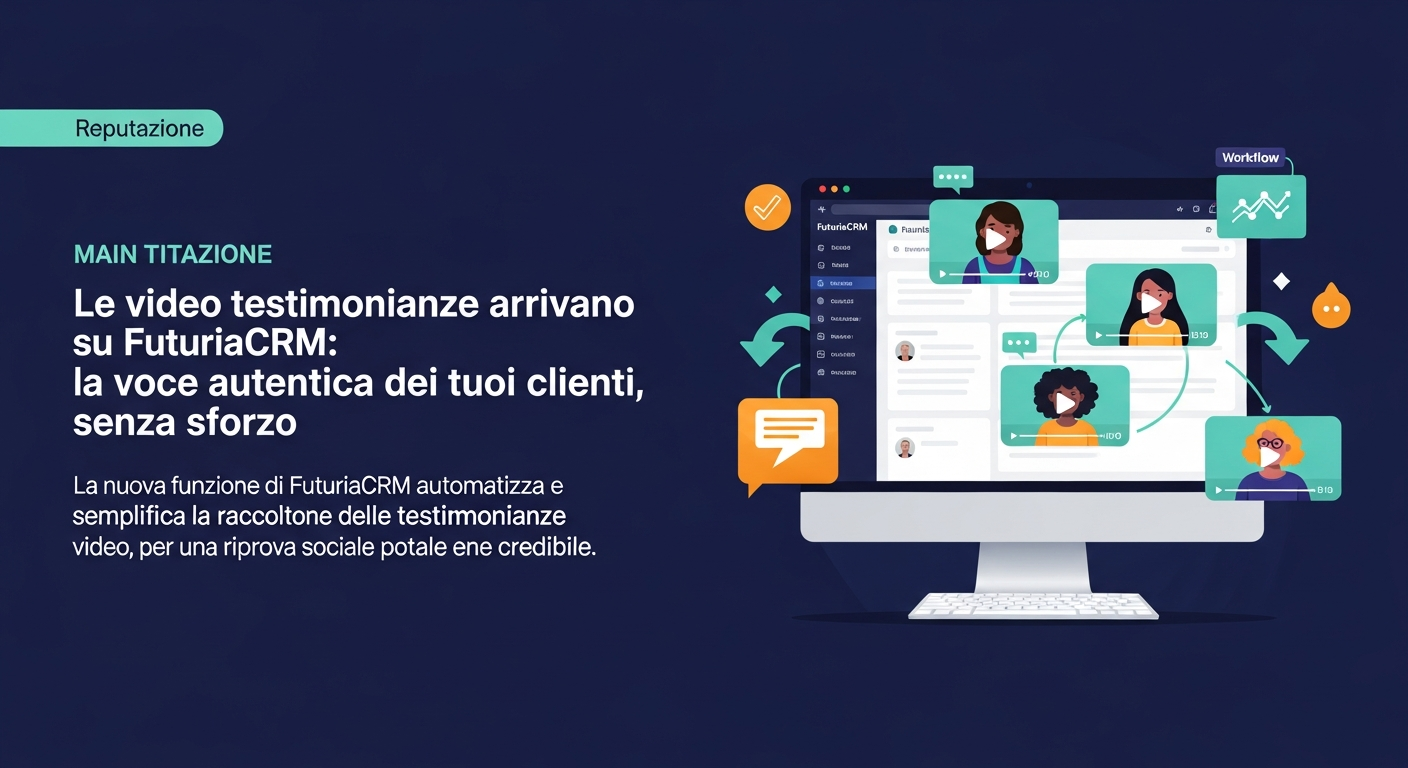 Le video testimonianze arrivano su FuturiaCRM: la voce autentica dei tuoi clienti, senza sforzo