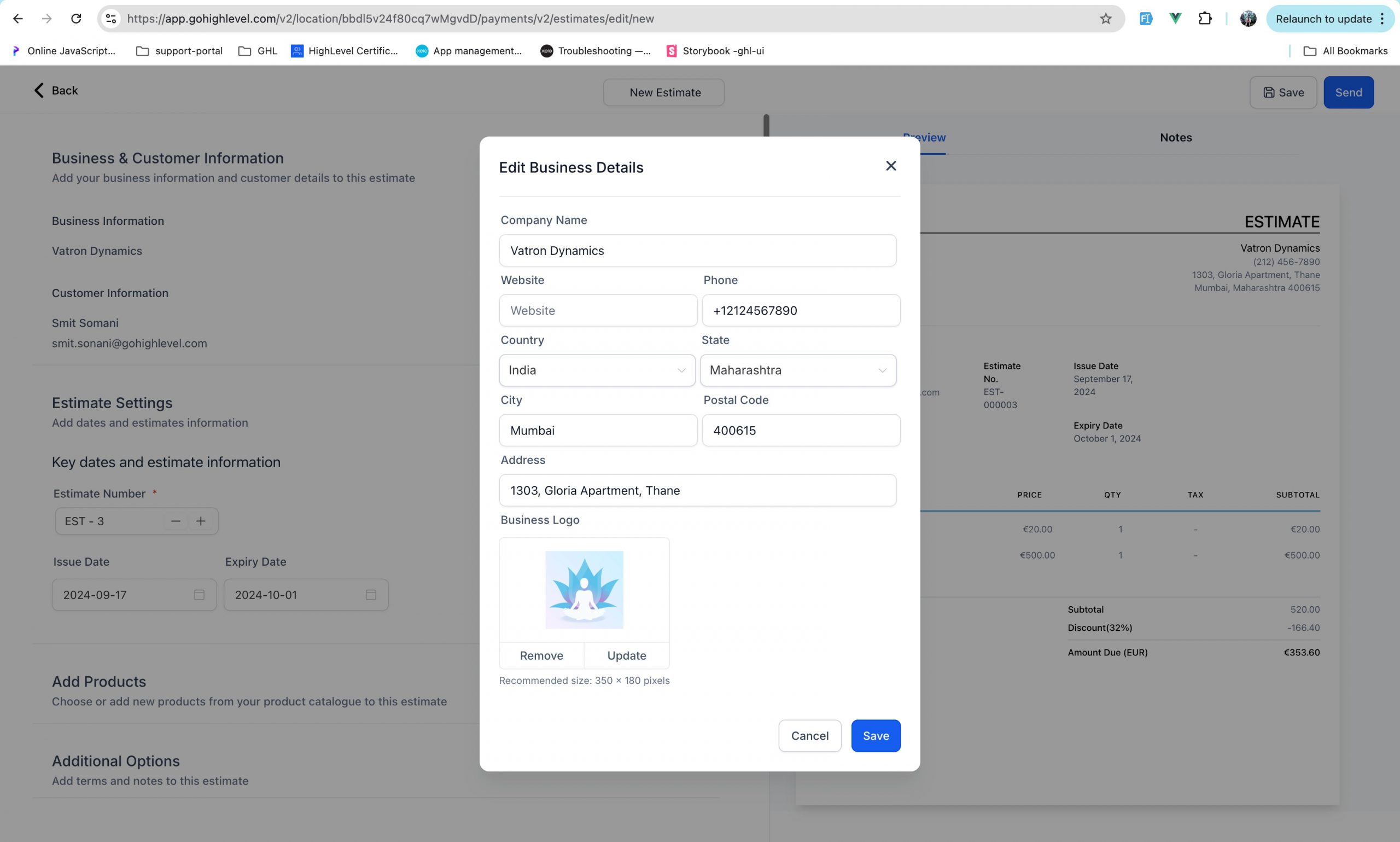Creazione di un nuovo preventivo in Futuria CRM con i campi da compilare.