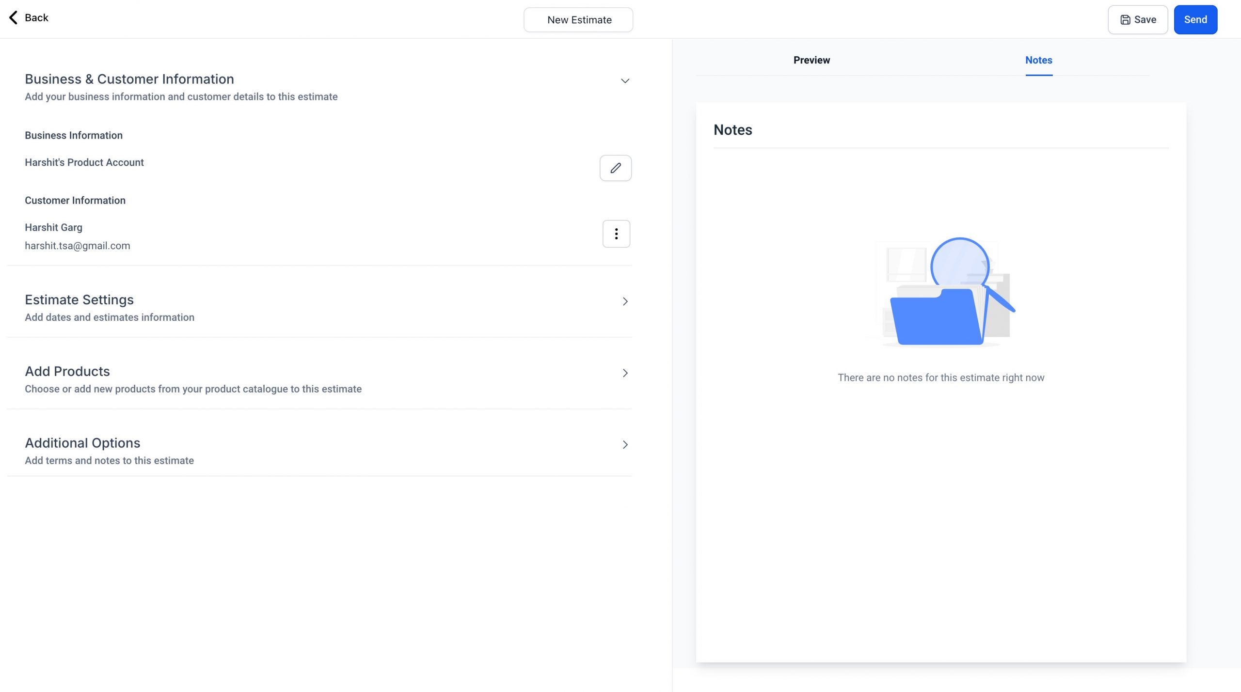 Dashboard dei preventivi con il riepilogo degli stati e dei valori.