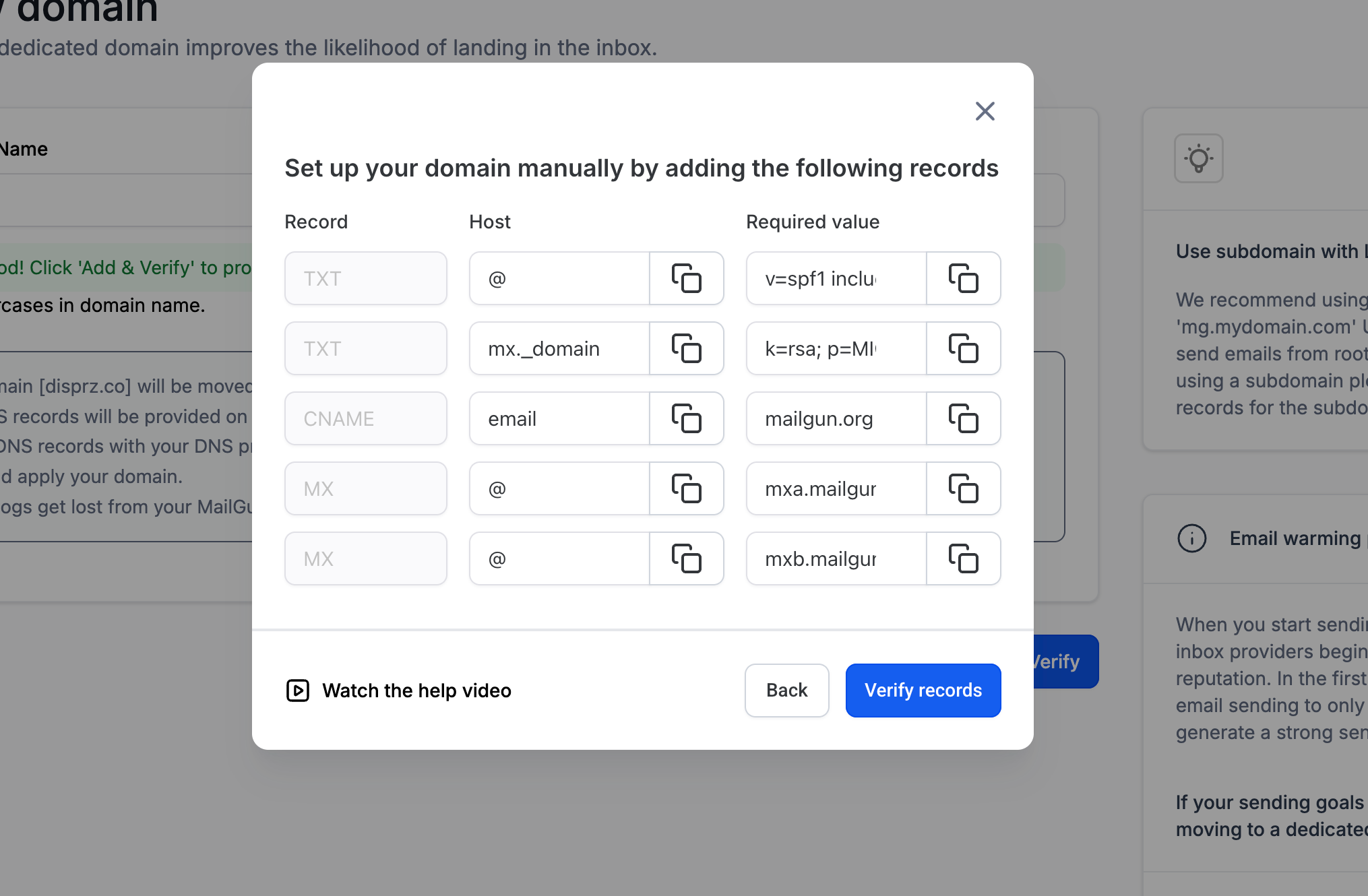 Esempio di aggiunta del record TXT nel pannello DNS